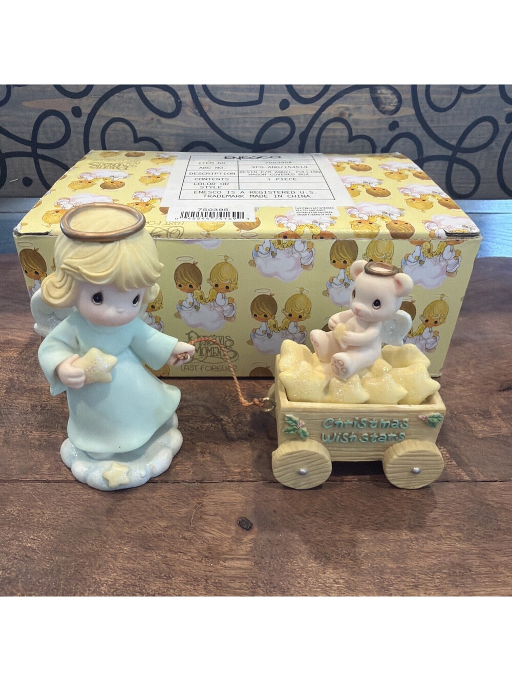 Precious Moments Angel Pulling Wagon. Original Box